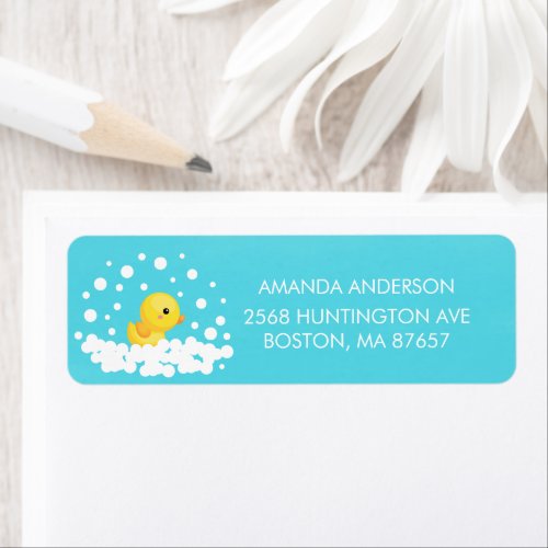 Cute Rubber Duck Baby Shower Address Label