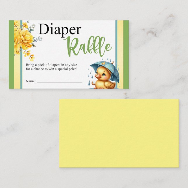 Cute Rubber Duck Baby Shower Diaper Raffle Card (Front/Back)