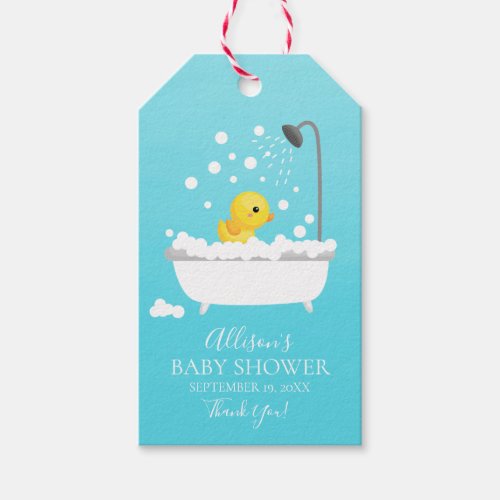 Cute Rubber Duck Baby Shower Favor Gift Tag