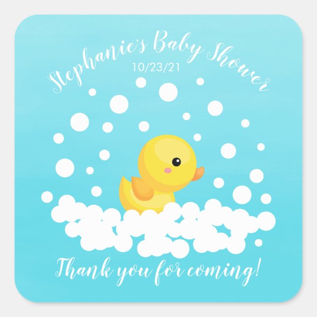 Cute Rubber Duck Baby Shower Favor Sticker (Front)