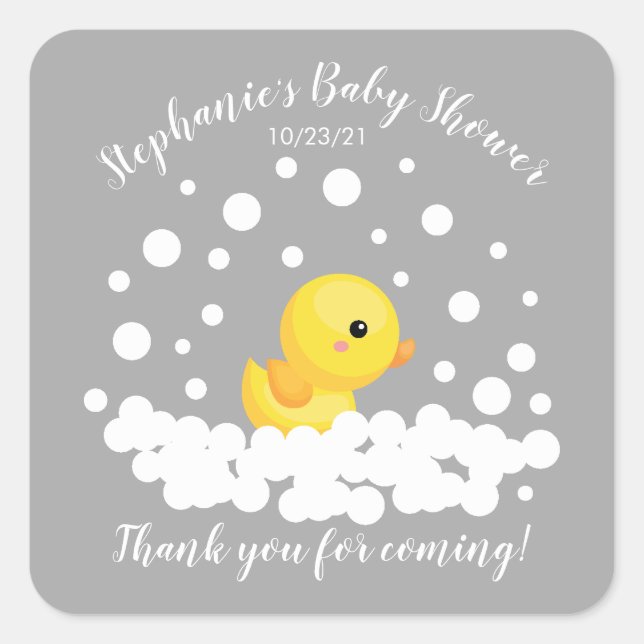 Cute Rubber Duck Baby Shower Favor Sticker (Front)