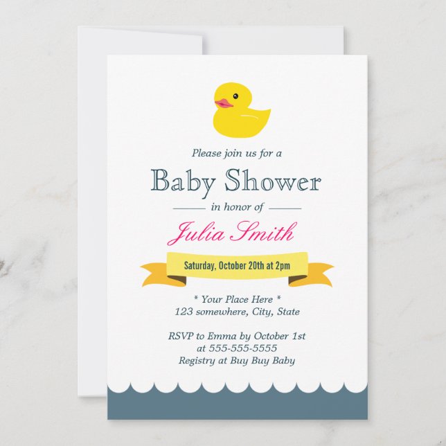 Cute Rubber Duck Baby Shower Invitations (Front)