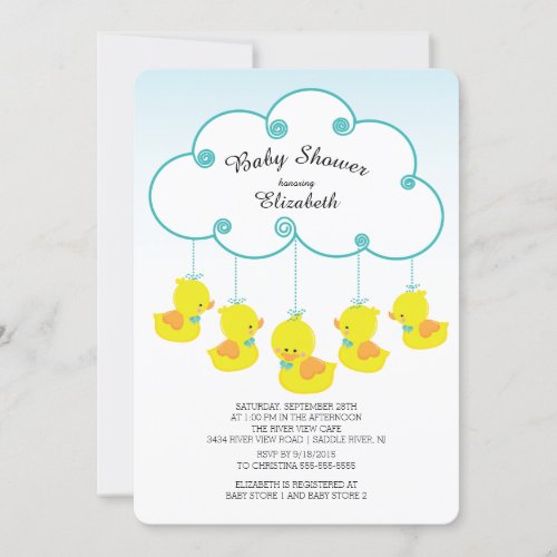 Cute Rubber Duck Baby Shower Invitations