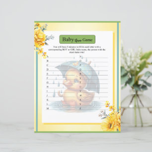 Cute Rubber Duck Baby Shower Name Game