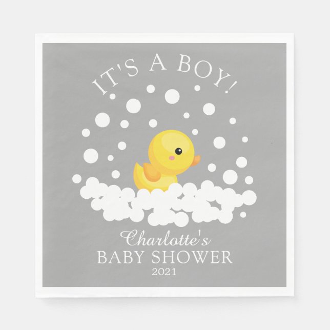 Cute Rubber Duck Baby Shower Paper Napkins (Front)
