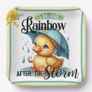 Cute Rubber Duck Baby Shower Paper Plates