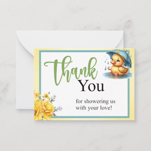 Cute Rubber Duck Baby Shower Thank you Note Card