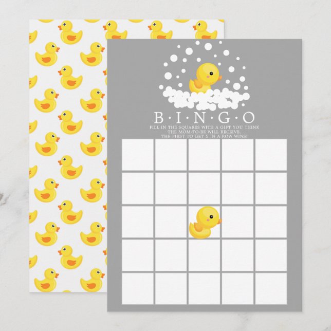 Cute Rubber Duck  BINGO Baby Shower Game Invitation (Front/Back)