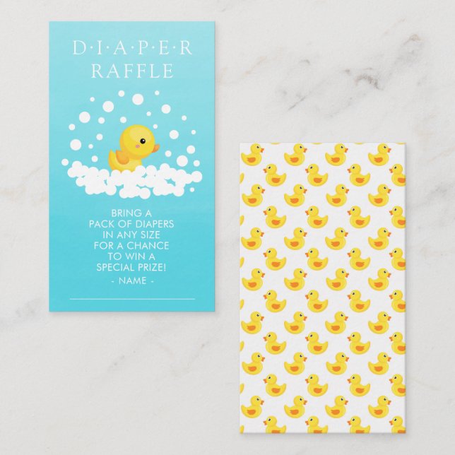 Cute Rubber Duck Diaper Raffle Ticket Enclosure Card (Front/Back)