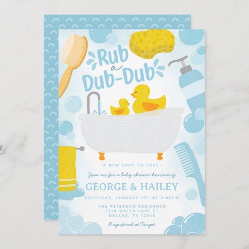 Cute Rubber Duck Ducky Baby Shower Invitation