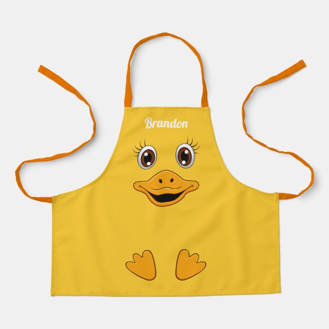 Cute Rubber Duck Face Yellow Ducky For Kids Apron (Front)