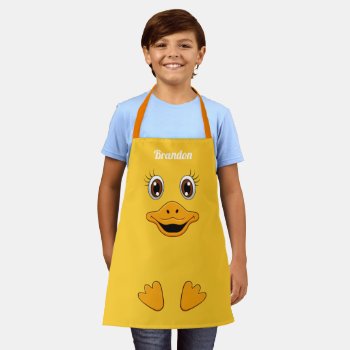 Cute Rubber Duck Face Yellow Ducky For Kids Apron by UrHomeNeeds at Zazzle