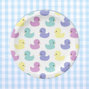 Cute Rubber Duck Gender Neutral Baby Shower Paper Plates
