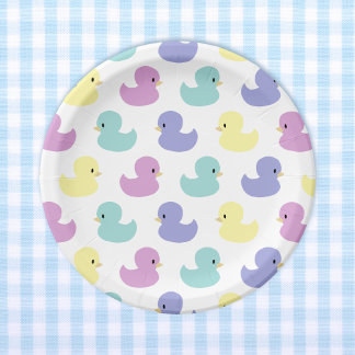 Cute Rubber Duck Gender Neutral Baby Shower Paper Plates