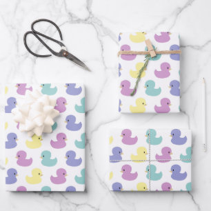 Cute Rubber Duck Gender Neutral Baby Shower Wrapping Paper Sheets