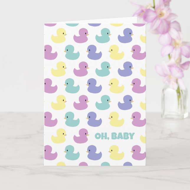 Cute Rubber Duck Gender Neutral Blank Custom Card (Orchid)
