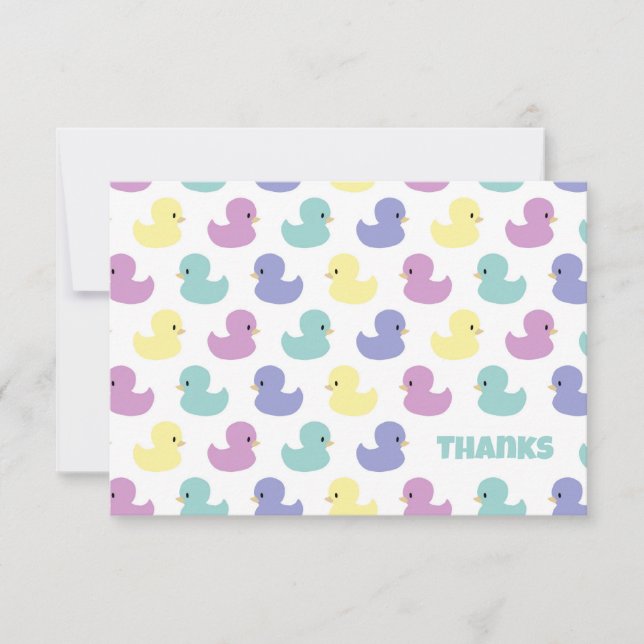 Cute Rubber Duck Gender Neutral Flat Thank You Card (Front)