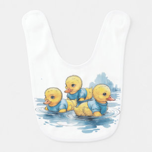 Cute Rubber Duck in Blue Clothing  Baby Bib
