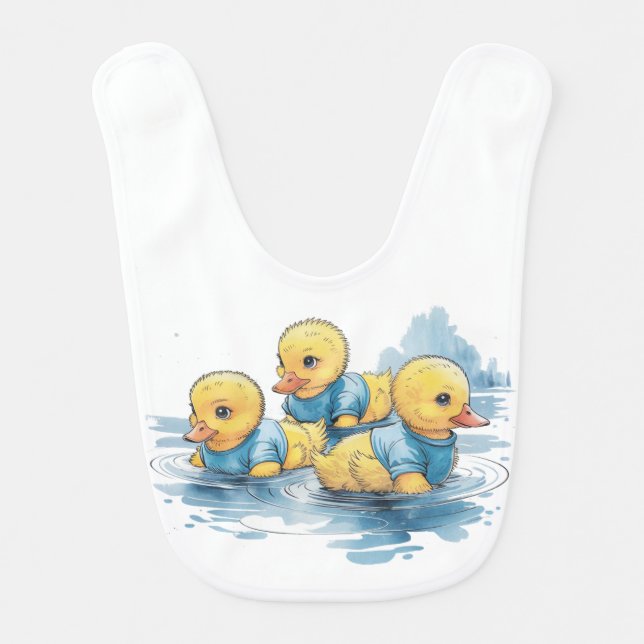 Cute Rubber Duck in Blue Clothing  Baby Bib (Front)