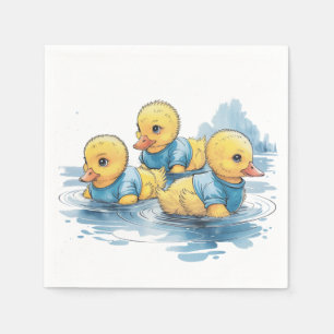 Cute Rubber Duck in Blue Clothing  Napkins