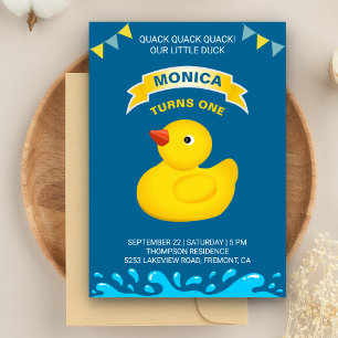 Cute Rubber Duck Kids Birthday Party Invitation