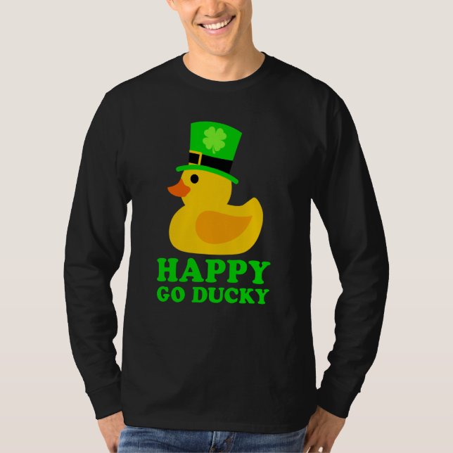 Cute Rubber Duck Lucky Four Leaf C Leprechaun Hat T-Shirt (Front)