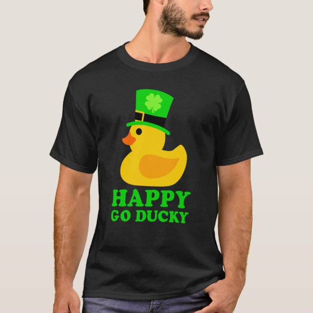 Cute Rubber Duck Lucky Four Leaf C Leprechaun Hat T-Shirt (Front)