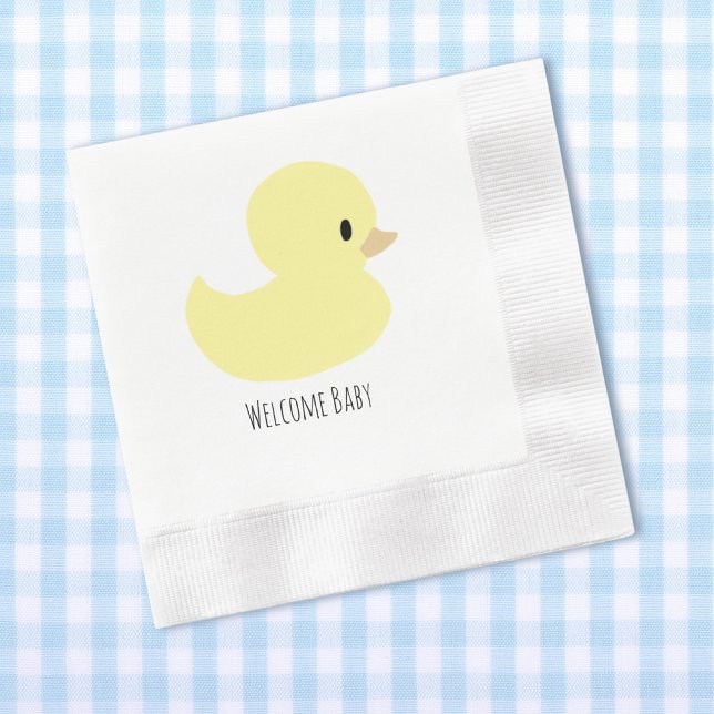 Cute Rubber Duck Personalized Baby Shower Custom Napkins (Creator Uploaded)