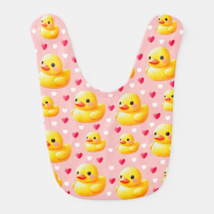 Cute Rubber Duck Pink Hearts Baby Girl  Baby Bib