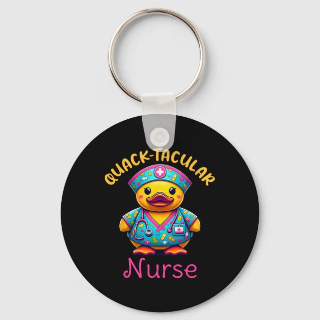 Cute Rubber Duck Registered Nurse Medical quack-ta Keychain (Front)