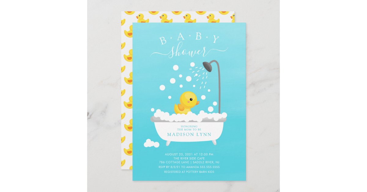 Cute Rubber Duck Shower Baby Invitation | Zazzle