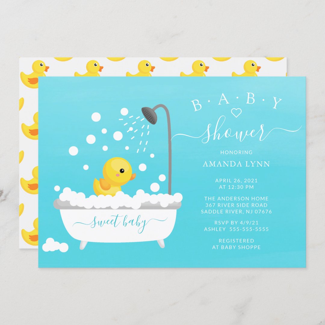 Cute Rubber Duck Shower Baby Invitation | Zazzle