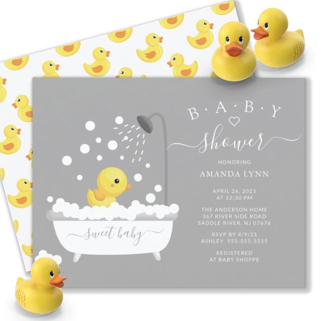 Cute Rubber Duck Shower Baby Invitation (Creator Uploaded)