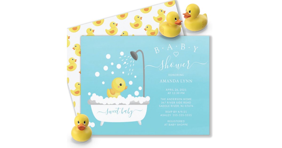 Cute Rubber Duck Shower Baby Invitation | Zazzle