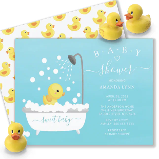 Cute Rubber Duck Shower Baby Invitation | Zazzle