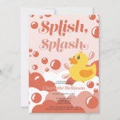 Cute rubber duck splish splash bubbles baby shower invitation (Front)