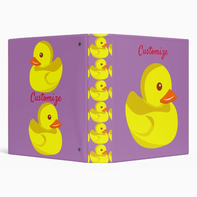 Cute Rubber Duck Thunder_Cove 3 Ring Binder (Background)