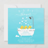 Cute Rubber Duck Triplets Baby Shower Invitation (Front)