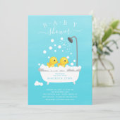 Cute Rubber Duck Twins Baby Shower Invitation (Standing Front)