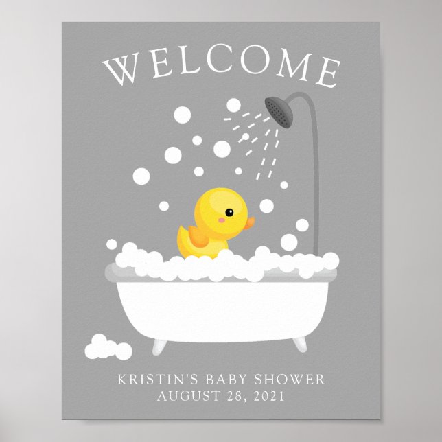 Cute Rubber Duck Welcome Baby Shower Poster (Front)