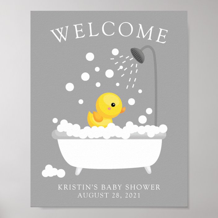 Cute Rubber Duck Welcome Baby Shower Poster | Zazzle.com