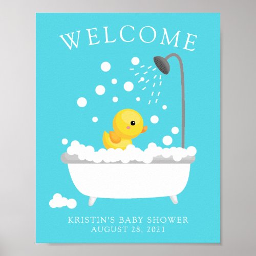 Cute Rubber Duck Welcome Baby Shower Poster