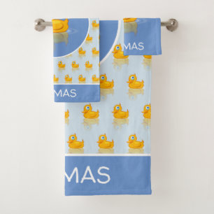 Cute Rubber Duck With Your Name Bath Towel Set