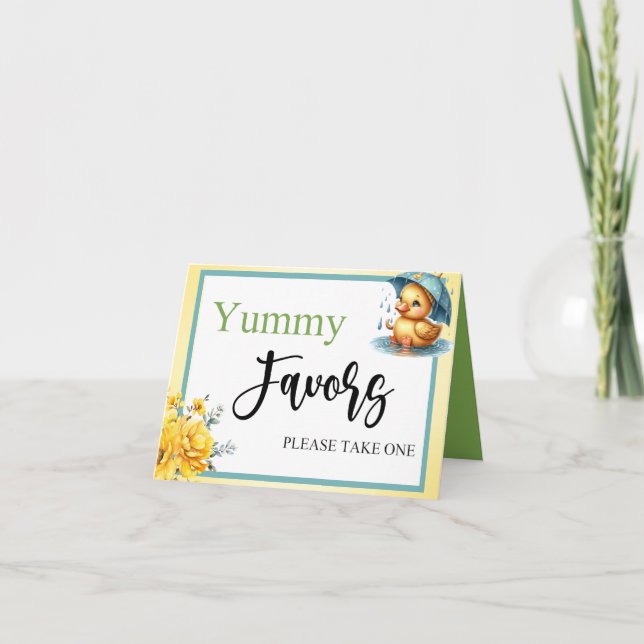 Cute Rubber Duck  Yummy Favors Table Card (Front)