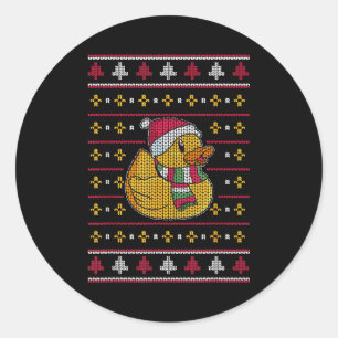 Cute Rubber Duckie Duck Christmas Santa Clause Classic Round Sticker