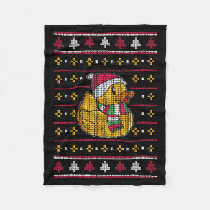 Cute Rubber Duckie Duck Christmas Santa Clause Fleece Blanket