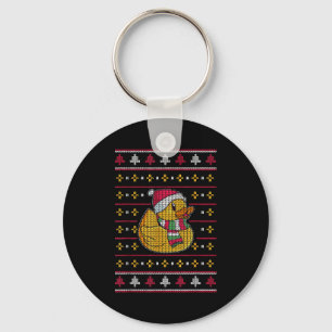 Cute Rubber Duckie Duck Christmas Santa Clause Keychain