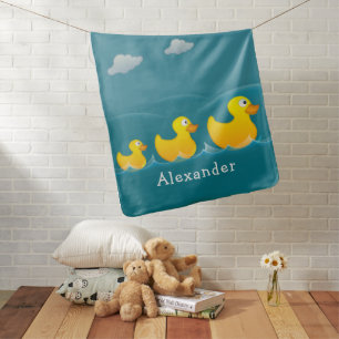 Cute Rubber Duckies with Child's Name Baby Blanket