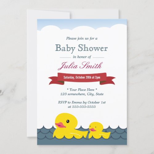 Cute Rubber Ducks Baby Shower Invitation