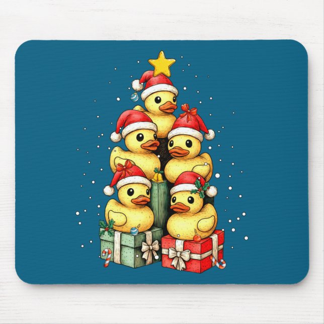 Cute Rubber Ducks Le Duckie Christmas Tree Xmas Ha Mouse Pad (Front)